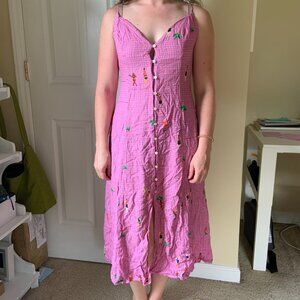 Farm Rio pink button up mid dress